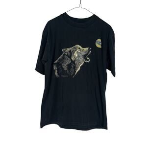 Vintage Rare 80s Wolf Howling at Moon Single Stich Martiena R. Richter L